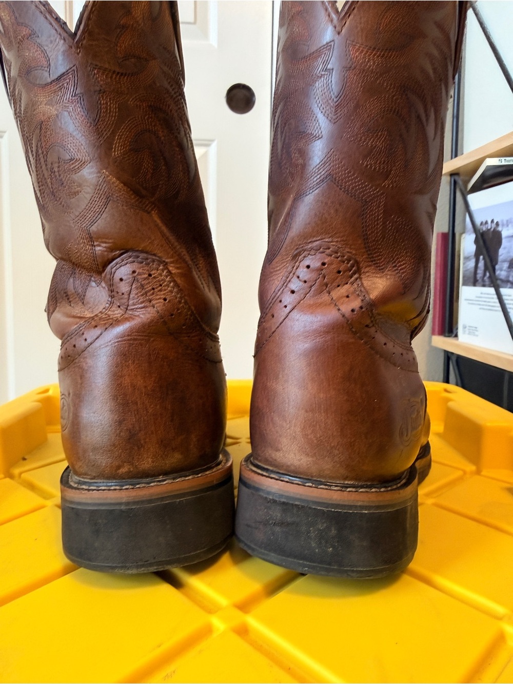 Justin Boots Driller Tan Waterproof Leather Work Boots Square Toe Mens size 12 - Picture 2 of 9